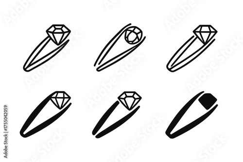 Artisan Tourism Logos. Tourism to explore local artisans and craftsmen. Set Logo of Tourism to explore local artisans and craftsmen: Jeweller's tweezers