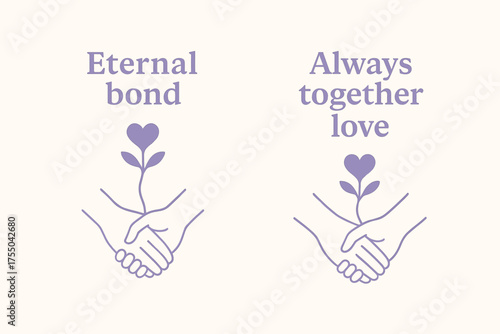 Eternal Bond Banners. Eternal bond. Two vertical A6 banners with safe margins, centered composition, no elements touching edges, minimal, lavender and cream,
