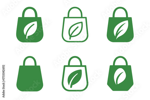 Sustainable Packaging Logos. Sustainable packaging. Set Logo of Sustainable packaging: reusable tote bag. harmonious logo variations of the same emblematic