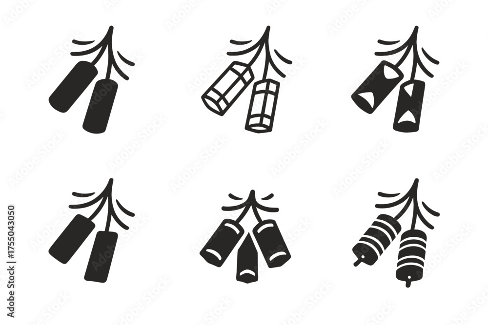Obraz premium Cultural Celebration Logos. Cultural Celebrations (Lunar New Year, Diwali, etc.). Set Logo of Cultural Celebrations: firecrackers with abstract motion lines.