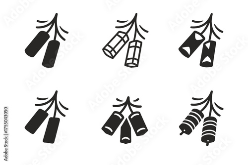 Cultural Celebration Logos. Cultural Celebrations (Lunar New Year, Diwali, etc.). Set Logo of Cultural Celebrations: firecrackers with abstract motion lines.