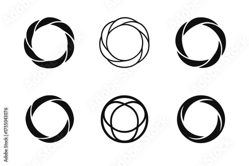 Hula Hoop Logo Variations. hula hoop ring. Set Logo of hula hoop ring: collapsible travel hoop. harmonious logo variations of the same emblematic concept, each