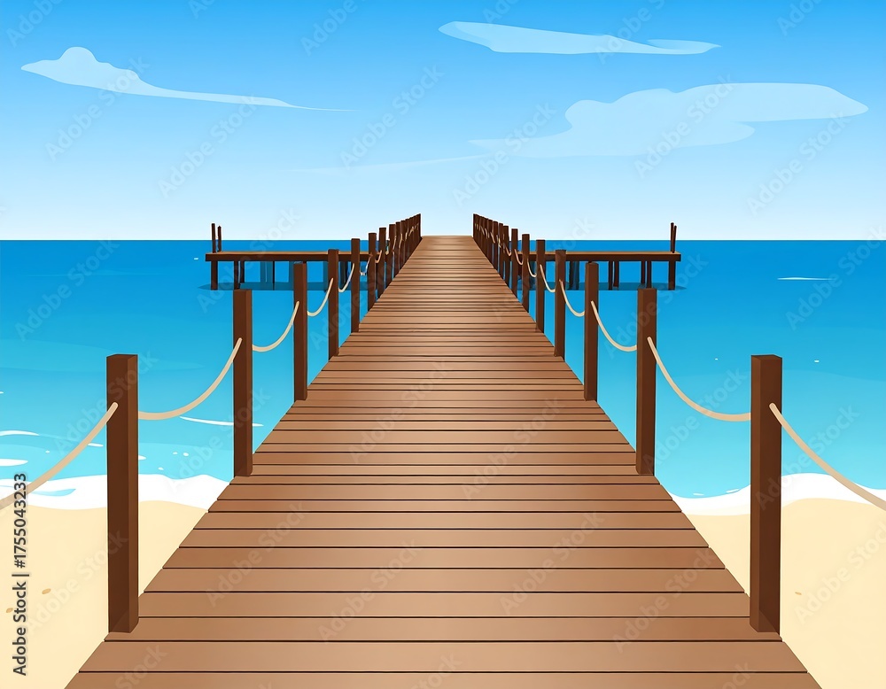 Fototapeta premium Wooden pier extends to ocean