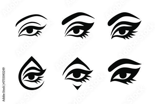 Dramatic Eye Logos. Online learning. Set Logo of Online learning: Digital Library. harmonious logo variations of the same emblematic concept, each with