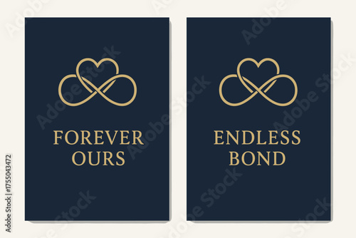 Elegant Valentine Banners. Valentine. Two vertical A6 banners with safe margins, centered composition, no elements touching edges, modern minimal, navy and