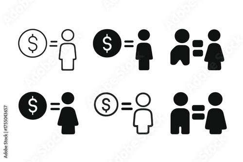 Equality Logo Variations. Workplace Equality and Pay Disparity. Set Logo of Workplace Equality and Pay Disparity: equal sign. harmonious logo variations of the