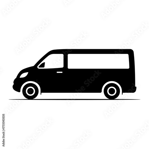 Minivan icon. Black silhouette. Side view. Vector simple flat graphic illustration. Isolated object on a white background.