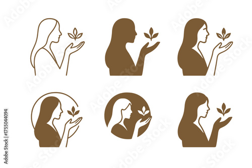 Holistic Health Logos. Alternative medicine and holistic health. Set Logo of Alternative medicine and holistic health: traditional healer silhouette with