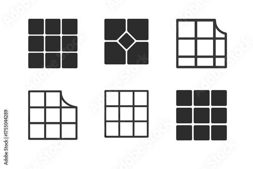 Tiling Logo Variations. Tiling a Bathroom Floor. Set Logo of Tiling a Bathroom Floor: tile pattern with grout lines. harmonious logo variations of the same