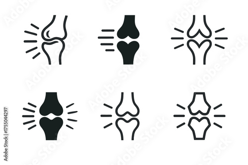 Arthritis Logo Variations. Arthritis Flare-Up. Set Logo of Arthritis Flare-Up: swollen joint silhouette with motion lines. harmonious logo variations of the