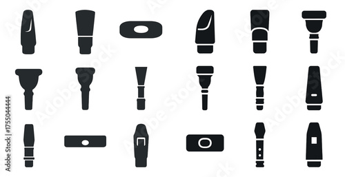 Makeup tools solid icons set – beauty, cosmetic, silhouette and grooming essentials