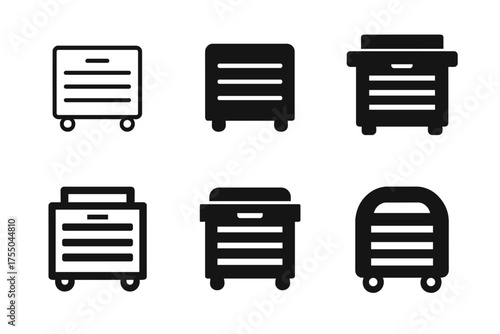 Garage Logo Variations. Decluttering the garage. Set Logo of Decluttering the garage: tool chest. harmonious logo variations of the same emblematic concept,