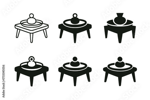 Chic Tray Logo Variations. Adding a chic tray on a coffee table for organization. Set Logo of Adding a chic tray on a coffee table for organization: brass