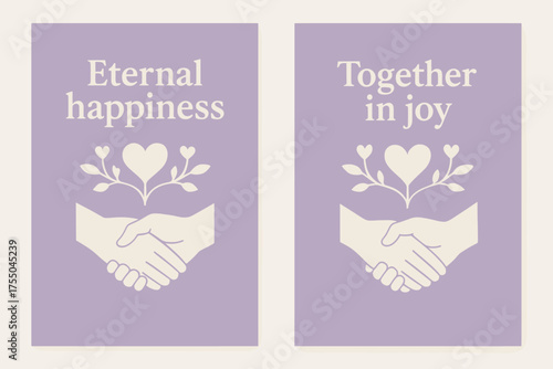 Eternal Happiness Banners. Eternal happiness. Two vertical A6 banners with safe margins, centered composition, no elements touching edges, minimal, lavender