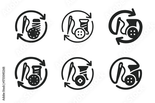 Biodegradable Fashion Logos. Designing clothes using biodegradable smart fabrics. Set Logo of Designing clothes using biodegradable smart fabrics: