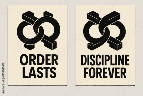 Bauhaus Wisdom Banners. Wisdom. Two vertical A6 banners with safe margins, centered composition, no elements touching edges, bauhaus style, black and cream,