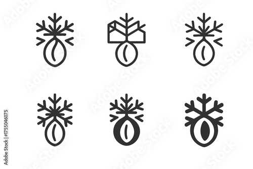 Seed Preservation Logos. Seed preservation techniques. Set Logo of Seed preservation techniques: cold storage facility. harmonious logo variations of the same