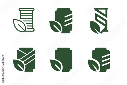 Biodegradable Fashion Logos. Designing clothes using biodegradable smart fabrics. Set Logo of Designing clothes using biodegradable smart fabrics: compostable