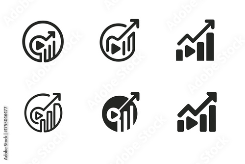 Podcasting Logo Evolution. The rise of podcasting as a marketing tool. Set Logo of The rise of podcasting as a marketing tool: Podcast analytics chart with