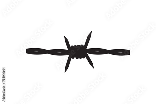Black barbed wire on white background