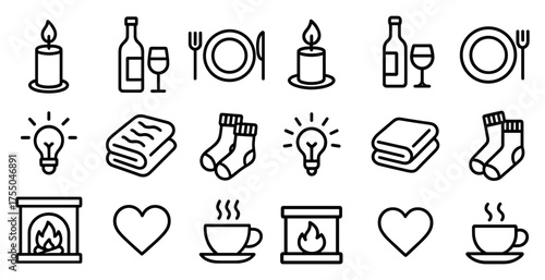 Hospitality and dining line icons set – outline, kitchen, restaurant essentials