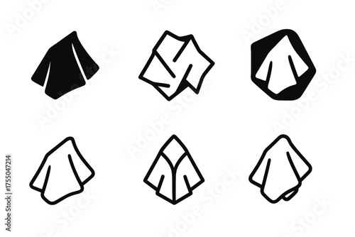 Tissue Logo Variations. Used Tissues. Set Logo of Used Tissues: folded used tissue icon. harmonious logo variations of the same emblematic concept, each with