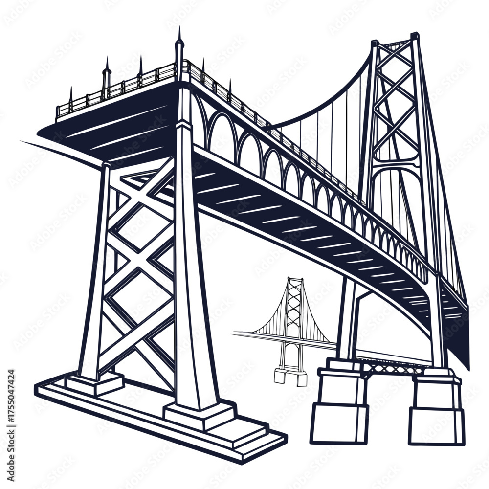 Fototapeta premium Vector art of bridge