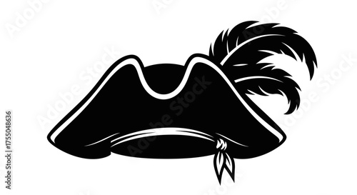 Vector art of pirate hat with feather, perfect for costume party