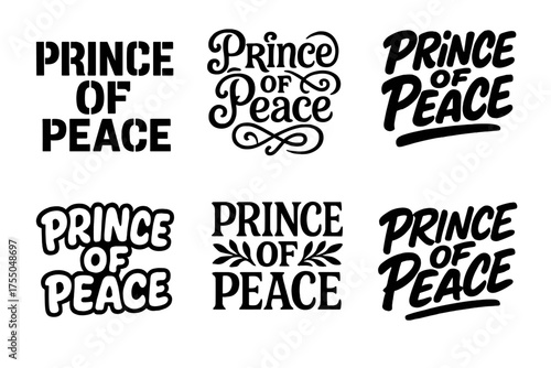 Harmonious Lettering Variations. Prince of Peace. Set lettering. harmonious lettering variations of the same emblematic concept (Stencil-inspired urban