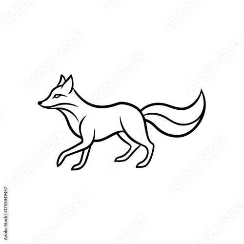 Fox outline running quickly on transparent background