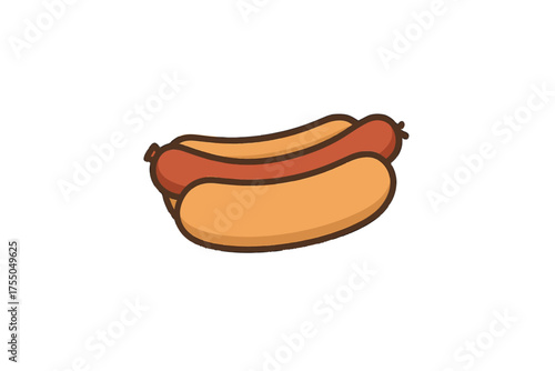 A delicious and simple illustration of a classic hot dog in a bun, perfect for food-related designs and menus