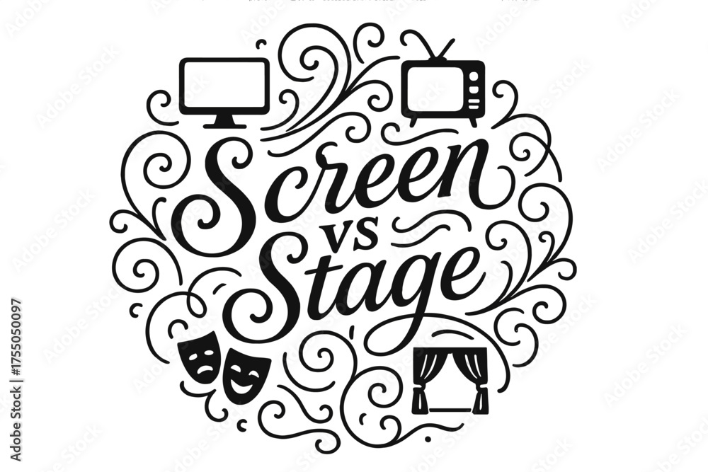 Obraz premium Screen vs Stage Lettering. Flourish Lettering: