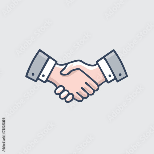 Illustration of two hands shaking, symbolizing agreement, partnership, and collaboration in business.