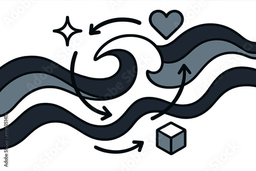 Ebbing Flow Dynamics. Nefertem God. Set lettering. harmonious lettering variations of the same emblematic concept (Bold hand-lettering with playful swashes,