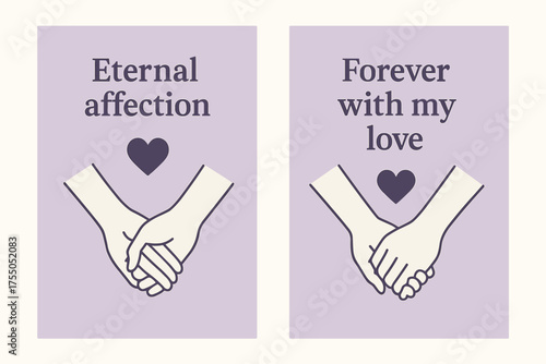 Eternal Affection Banners. Eternal affection. Two vertical A6 banners with safe margins, centered composition, no elements touching edges, minimal, lavender