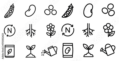 Agriculture and gardening line icons set – outline, linear, farming tools collection