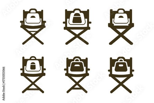 Makeup Artist Logos. Professional makeup artist?s chair. Set Logo of Professional makeup artist?s chair: Makeup Bag. harmonious logo variations of the same