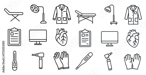 Medical and healthcare line icons set – outline, linear, hospital and wellness graphics
