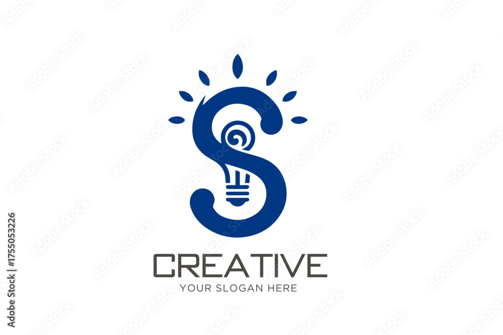 Fototapeta premium Creative Letter S with Electric Bulb Logo Design