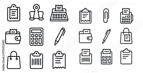 Office and business outline icons set – line, linear, corporate symbols