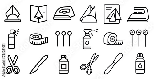 Home and cleaning line icons set – tidy, organized, household symbols