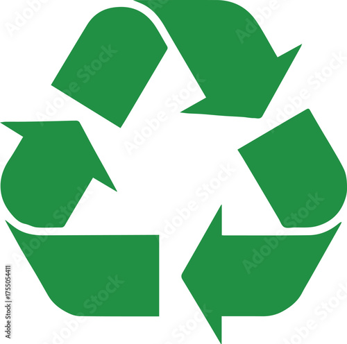 clear universal recycling symbol vector three green arrows loop eco friendly recyclable icon for packaging and sustainability