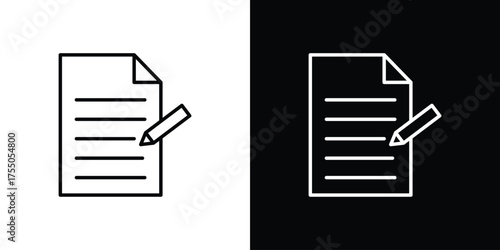Writing icon in stroke versions. Graphic elements for web