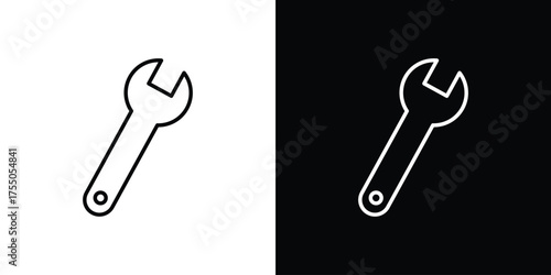 Wrench icon in stroke versions. Graphic elements for web