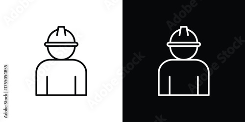 Worker icon in stroke versions. Graphic elements for web