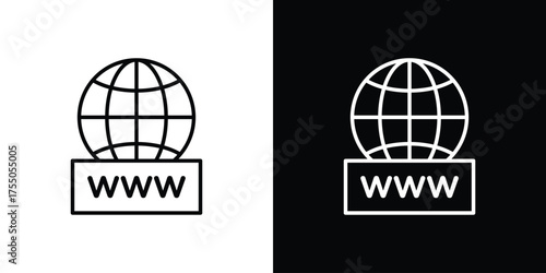 Website globe icon in stroke versions. Graphic elements for web