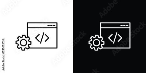 Web development icon in stroke versions. Graphic elements for web