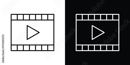 Video icon in stroke versions. Graphic elements for web