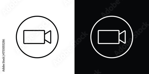 Video call icon in stroke versions. Graphic elements for web