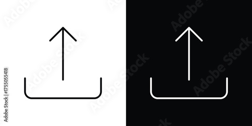 Upload icon in stroke versions. Graphic elements for web